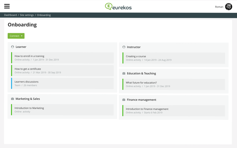 Onboarding | Eurekos LMS | Release 7.4 Onboarding | Eurekos LMS | Release 7.4